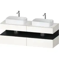 Duravit Qatego Konsolenwaschtischunterbau, 2 Auszüge, 2 Schubkästen, 2 Ausschnitte, 1600x550x600mm, Nische Eiche Schwarz, QA4779016840010
