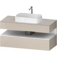 Duravit Collection One Konsolenwaschtischunterbau, 1 Auszug, 1 Schubkasten, Ausschnitt mittig, 1200x550x600mm, Nische Weiß Matt, QA4732018910010, Farbe: Taupe Matt/mit Nischenbeleuchtung