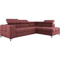Domo PABLO Ecksofa 279x201 cm Mit Schlaffunktion, Bettkasten, Verstellbaren Kopfstützen, Samtigem VOGUE-Stoff, Pflegeleicht Mit EASY CLEAN-Technologie, Metallfüße Rechts Layout, Farbe BRUNNEL