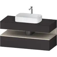 Duravit Collection One Konsolenwaschtischunterbau, 1 Auszug, 1 Schubkasten, Ausschnitt mittig, 1200x550x600mm, Nische Taupe Supermatt, QA4732083800010, Farbe: Graphit Supermatt/mit Nischenbeleuchtung