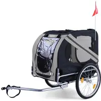 Carparts Fahrrad-Hundeanhänger bis 40 kg, Grau / Schwarz