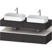 Duravit Qatego Konsolenwaschtischunterbau, 2 Auszüge, 2 Schubkästen, 2 Ausschnitte, 1400x550x600mm, Nische Weiß Supermatt, QA4767084800010