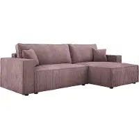 Domo POSO XL Ecksofa Mit Schlaffunktion Und Bettwäschebox – Universell Montierbare Ottomane | Rechts/Links | 274x143x83cm | Strapazierfähiger Kordstoff | Schmutziges Rosa | Poso