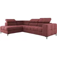 Domo PABLO Ecksofa 279x201 cm Mit Schlaffunktion, Bettkasten, Verstellbaren Kopfstützen, Samtigem VOGUE-Stoff, Pflegeleicht Mit EASY CLEAN-Technologie, Metallfüße Linke Layout, Farbe BRUNNEL