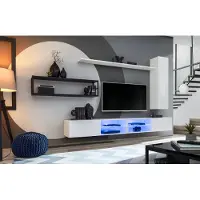 AC-DÉCO Anbauwand Wohnwand Schrankwand SWITCH M4 mit Hochglanz Push - Click und LED Bel.