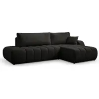 Domo Ecksofa mit Schlaffunktion BALOO – Modernes Design | Hohe Funktionalität | Komfortable Sitzfläche | Langlebige Materialien | Einfache Montage | Farbe schwarz | Rechts
