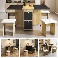 Youjia Esstisch-Set, (mit Esstisch, 4 Stühlen), klappbarer Esstisch,120*80*75cm, multifunktionaler ausziehbarer Esstisch, Esszimmerstühle,