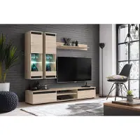 ASM-Moebel Anbauwand Wohnwand Schrankwand MODO HJZ mit Led Beleuchtung
