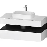 Duravit Qatego Konsolenwaschtischunterbau, 1 Auszug, 1 Schubkasten, Ausschnitt mittig, 1200x550x600mm, Nische Eiche Schwarz, QA4732016180000