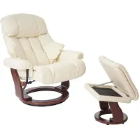 Generique CALGARY XXL Relaxer 180 mit Hocker, Farbe:Creme/Walnussfarben