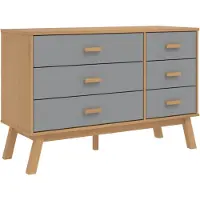 Syfax Schubladenschrank OLDEN Grau und Braun Massivholz Kiefer