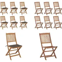 vidaXL Klappbare Gartenstühle 6 Stk. mit Kissen Massivholz Akazie - Gartenstuhl - Gartenstühle - Klappstuhl - Klappstühle