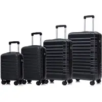 YONSLY Premium Reisekoffer TSA-Schloss,YKK-Reißverschluss Hartschalen-Koffer Kabinenkoffer Rollkoffer Suitcase Handgepäck (Schwarz, S-M-L-XL-Set)