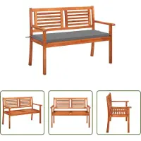 The Living Store 2-Sitzer-Gartenbank mit Auflage 120 cm Massivholz Eukalyptus