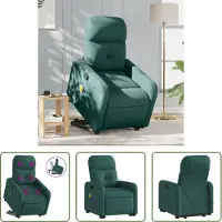 The Living Store Massagesessel mit Aufstehhilfe Dunkelgrün Stoff