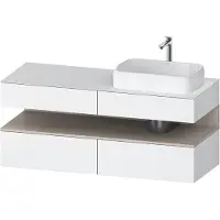 Duravit Qatego Konsolenwaschtischunterbau, 2 Auszüge, 2 Schubkästen, Ausschnitt rechts, 1400x550x600mm, Nische Taupe Matt, QA4766091180000