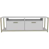Skye Decor , Omar - White, Gold, Fernsehtisch, Weiß, 100 % MELAMINBESCHICHTETE SPANPLATTEN, 160 x 35 x 50,8 cm