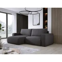Domo DomoHome Universelles Ecksofa Mit Schlaffunktion Und Bettkasten Weicher Cordstoff Flexibel Stellbar Linkes Layout Schlaffläche: 205x125cm Größe: 247x143x83cm Farbe: Graphit