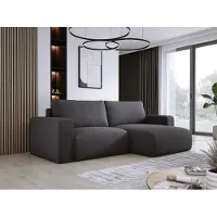 Domo DomoHome Universelles Ecksofa Mit Schlaffunktion Und Bettkasten Weicher Cordstoff Flexibel Stellbar Rechts-Layout Schlaffläche: 205x125cm Größe: 247x143x83cm Farbe: Graphit