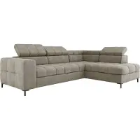 Domo PABLO Ecksofa 279x201 cm Mit Schlaffunktion, Bettkasten, Verstellbaren Kopfstützen, Samtigem VOGUE-Stoff, Pflegeleicht Mit EASY CLEAN-Technologie, Metallfüße Rechts Layout, Farbe GRÜN