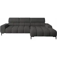 Domo DomoHome Polster Eck-Couch L-Form Rechte Seite | 177x270 cm | Ecksofa mit Schlaffunktion Schlafsofa Bettfunktion Kleine 3 Sitzplätze Verstellbare Kopfstützen Verstellbarer Sitz | Graphit