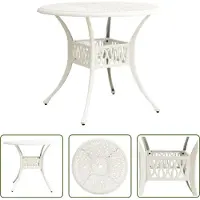 The Living Store Gartentisch Weiß 90x90x74 cm Aluminiumguss