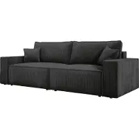 Domo DomoHome Universelles Ecksofa Kasjo Mit Schlaffunktion Und Bettkasten Weicher Cordstoff Flexibel Stellbar Rechts-Layout Schlaffläche: 205x135cm Größe: 245x90x83 cm Farbe: Schwarz