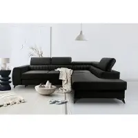Domo BREGO Schwarz L-Form Ecksofa 270x202 cm Rechte Seite – Schlafsofa mit Bettkasten, Verstellbaren Kopfstützen, Zetta Stoff, Modernes Design, Freistehend, Komfortable Polsterecke