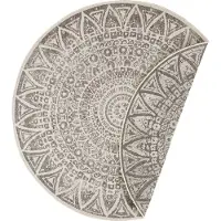 Home Collection In- & Outdoor Wendeteppich Rund Lilja, Wendbar, Robust, Grau Creme