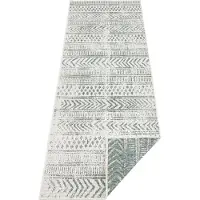 Hanse Home Wendeteppich Biri, Grün Creme, Boho, Wendbar, Robust, Pflegeleicht - 80x250 cm