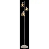 Globo Stehlampe Mateo, cremefarben, Metall, 161 cm, 3-flamig, E14