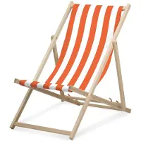 Druck.de Liegestuhl - Breit gestreift - Orange - klappbar - aus Buchenholz - bis 95kg belastbar - 3fach verstellbare Lehne - Strandliege