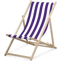 Druck.de Liegestuhl - Breit gestreift - Lila - klappbar - aus Buchenholz - bis 95kg belastbar - 3fach verstellbare Lehne - Strandliege