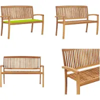 vidaXL Stapelbare Gartenbank mit Auflage 128,5 cm Massivholz Teak - Bank - Bänke - Gartenbank - Gartenbänke