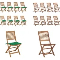 vidaXL Klappbare Gartenstühle 8 Stk. mit Kissen Massivholz Akazie - Gartenstuhl - Gartenstühle - Klappstuhl - Klappstühle
