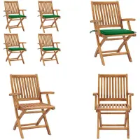 vidaXL Klappbare Gartenstühle mit Kissen 4 Stk. Massivholz Teak - Gartenstuhl - Gartenstühle - Holzstuhl - Holzstühle