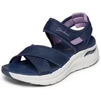 SKECHERS Sandale "ARCH FIT 2.0 SANDAL", Damen, Gr. 38, blau (navy, lila), Textil, kontrastfarbene Details, Schuhe Sandale, Freizeitschuh, Trekkingschuh mit Arch Fit