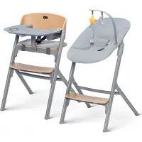 Kinderkraft LIVY 4-in-1 - Kinderhochstuhl mit Babyliege - verstellbarer Sitz & Fußstütze - bis 110 kg - ergonomisch - modernes Design - Natürlich