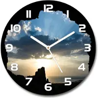 Tulup Wanduhr aus Glas 30fi Glasbild Glasuhr Gehärtetes Glas - weisse-zeiger - Sunset