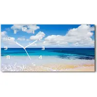 Tulup Wanduhr aus Glas – 60x30 cm - Glasbild - Glasuhr - Gehärtetes Glas - weisse-zeiger - Ruhige See