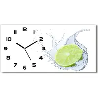 Tulup Wanduhr aus Glas – 60x30 cm - Glasbild - Glasuhr - Gehärtetes Glas - schwarze-zeiger - Limette