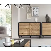 Feldmann-Wohnen Kommode Diamond Sideboard 103,5cm Evoke Oak schwarz