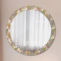 Wallfluent Runder Spiegel mit Modernem Aufdruck - Dekospiegel Wandmontage -Traum von Märchenland- Ø90cm