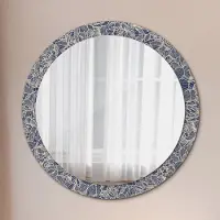 Wallfluent Ø90cm Modern Spiegel - Wandspiegel Wandmontage- Schlafzimmer - Blumen
