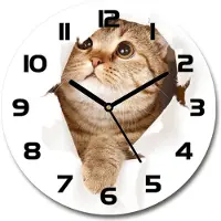 Tulup Wanduhr aus Glas 30fi Glasbild Glasuhr Gehärtetes Glas - schwarze-zeiger - Cat