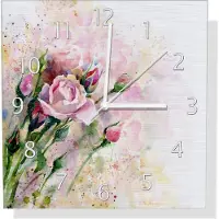 Wallario Design Wanduhr Abstraktes Blumenbuket aus Aluverbund, Größe 30 x 30 cm