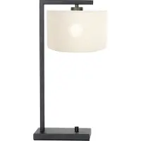 Steinhauer Schlanke Tischlampe Stanger Schwarz mit gebrochenem Weiß