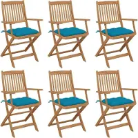 Syfax Klappbare Gartenstühle 6 Stk. mit Kissen Massivholz Akazie