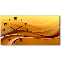 Tulup Wanduhr aus Glas – 60x30 cm - Glasbild - Glasuhr - Gehärtetes Glas - schwarze-zeiger - Wellen Hintergrund