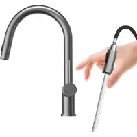Granitan - Küchenarmatur - Wasserhahn Küche Höhe 19 cm - Gun Grey - NAYA